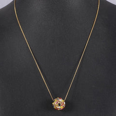 luck 3D Ball Inlaid Colored Diamond Sliding Pendant Necklace for Women 07FC0E-D4 - KOEEK