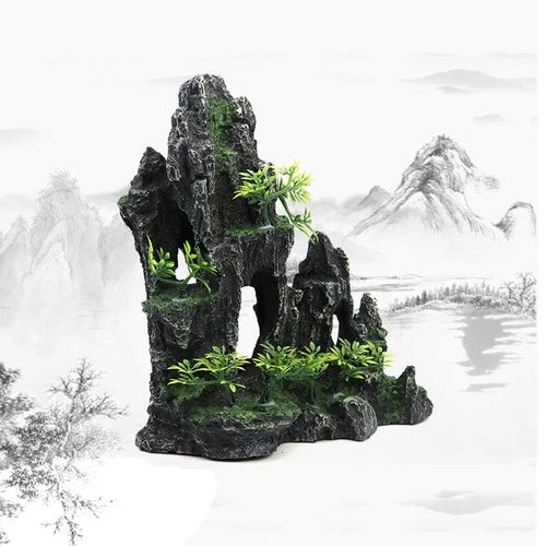 Large Resin Aquarium Mountain Rock Decoration Cave for Fish Tank Landscaping 07FC0E-D4 - KOEEK