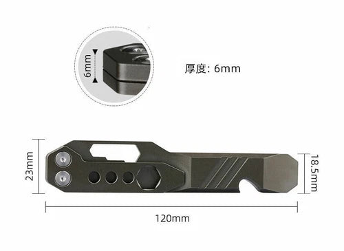 TC4 Titanium Alloy Pocket Pry Bar Pendant Crowbar opener Multi Keychain EDC Tool 07FC0E-D4 - KOEEK