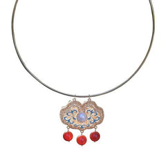 Cloisonne Choker Necklace Hollow Enamel Pendant Chinese Style Hanfu Jewelry 07FC0E-D4 - KOEEK