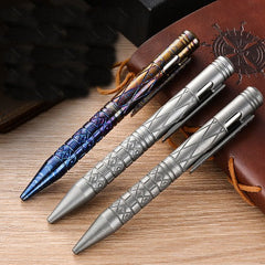Titanium Alloy Ballpoint Pen Office Signature Gel Pen W/ Clip Outdoor EDC Tools 07FC0E-D4 - KOEEK