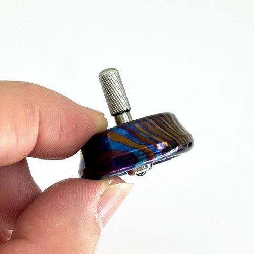 Titanium Damascus Spinning Top Desktop Spinner Fidget Toy Gyro Gyroscope Gift 07FC0E-D4 - KOEEK
