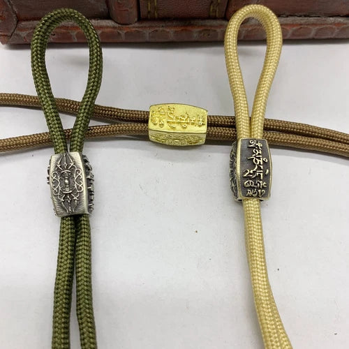 Six Characters Paracord Bead Brass Knife Handle Lanyard Pendant DIY Accessories 07FC0E-D4 - KOEEK