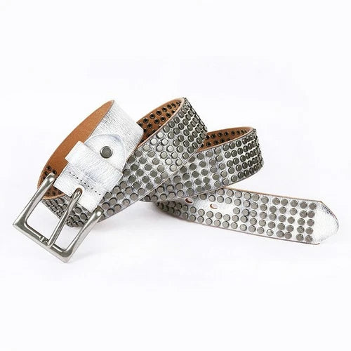 Men  Leather Rivet Belts Male Punk High Quality Fashion Square Belt 07FC0E-D4 - KOEEK