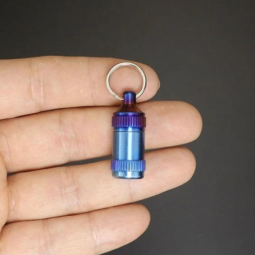 Titanium Alloy Waterproof Emergency Capsule Box Pill Case Keychain Pendant EDC 07FC0E-D4 - KOEEK