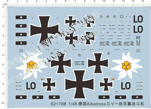 1/48 German Albatross D.V WWI Fighter Model Kit Water Slide Decal 07FC0E-D4 - KOEEK