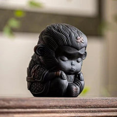 Porcelain Sun Wukong Tea Pet Ornament 10cm Chinese Zen Tea Play Tea Ceremony 07FC0E-D4 - KOEEK
