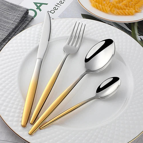 Rainbow Flatware Set Gold Cutlery Sets Stainless Steel Dinnerware Set 07FC0E-D4 - KOEEK