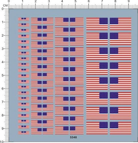 4-16mm 1/64 1/24 1/18 1/10 USA American National flag Model Markings Water Decal 07FC0E-D4 - KOEEK