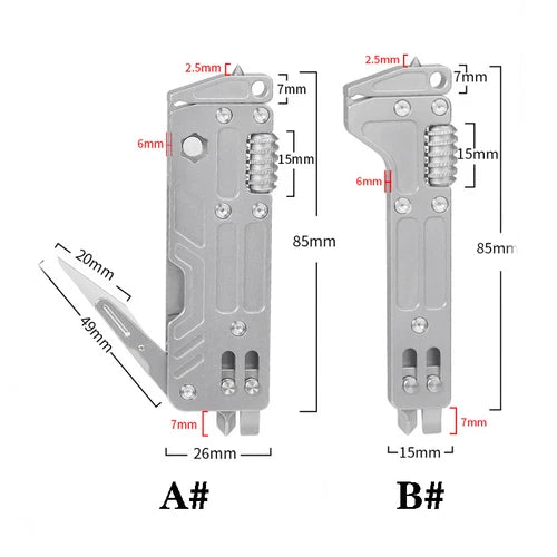 EDC Titanium Alloy Multi Tools Adjustable Wrench Pocket Outdoor Camping Keychain 07FC0E-D4 - KOEEK