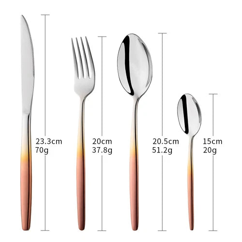 Rainbow Flatware Set Gold Cutlery Sets Stainless Steel Dinnerware Set 07FC0E-D4 - KOEEK