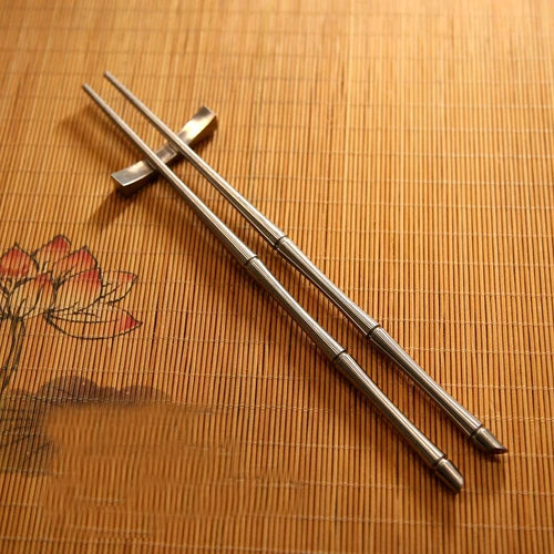 EDC Solid TC4 Titanium Chopsticks Section Foldable With Pack Travel Tools 07FC0E-D4 - KOEEK