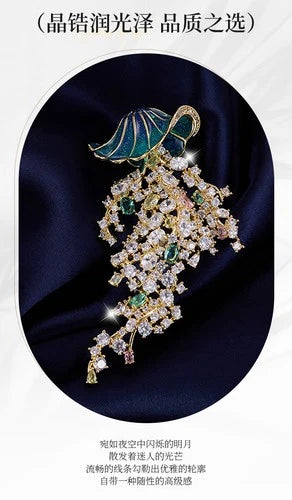 Jellyfish Brooch Zircon Inlaid Creative Luxury Pin Clothing Accessory 07FC0E-D4 - KOEEK