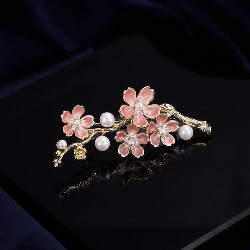 Chinese Plum Blossom Enamel Brooch Vintage Style Hanfu Pin Elegant Accessory 07FC0E-D4 - KOEEK