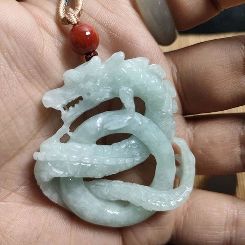 Natural Jade Dragon Pendant Necklace Nine Dragons  Wealth Amulet Jewelry 07FC0E-D4 - KOEEK