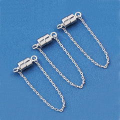 3x Sterling Silver Magnetic Clasp w/ Chain for Bracelet Necklace 07FC0E-D4 - KOEEK