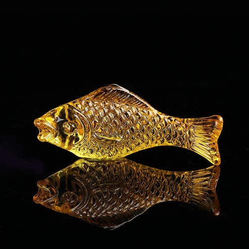 5cm Exquisite Glazed Fish Fortune and Feng Shui Ornament Auspicious Decoration 07FC0E-D4 - KOEEK