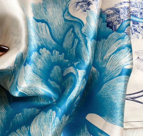 Silk Mulberry Scarf Neckerchief petals Print Square Shawl Bandanna 35'' 07FC0E-D4 - KOEEK
