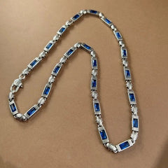 Turkish Style Tang Grass Pattern Stone Inlaid Necklace 5mm Heavy Craft Chain 07FC0E-D4 - KOEEK