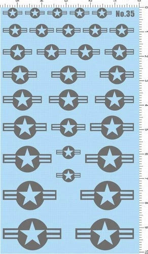 Universal USAF US Air Force Military Insignia Roundel Markings Water Decal Grey 07FC0E-D4 - KOEEK
