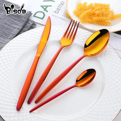Rainbow Flatware Set Gold Cutlery Sets Stainless Steel Dinnerware Set 07FC0E-D4 - KOEEK
