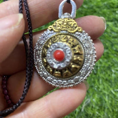 Tibetan Silver Mantra Spinner Pendant Keychain Bag Charm Ornament 42x32x17mm 07FC0E-D4 - KOEEK
