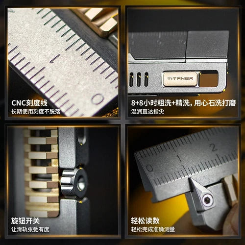 Titanium Alloy Ultralight Metric Ruler Measurement Ruler Math Portable EDC Tools 07FC0E-D4 - KOEEK