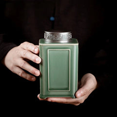 Yue Kiln Celadon Windowed Tea Cans Ceramic Tea Warehouses Household Pu'er Tea 07FC0E-D4 - KOEEK