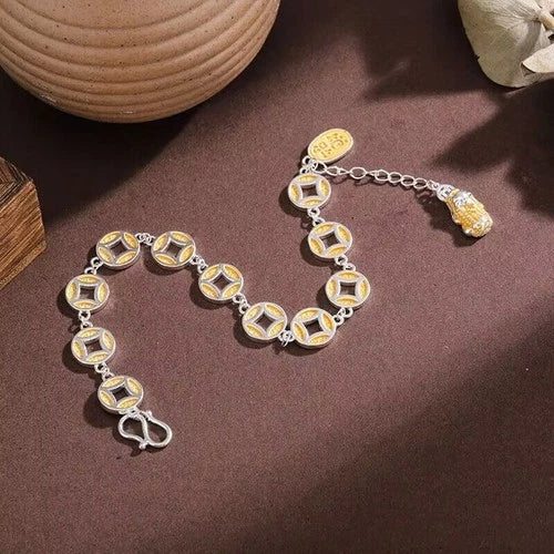 Wealth Pi Xiu Bracelet  Chinese Style Silver Plated Charm Bracelet 07FC0E-D4 - KOEEK