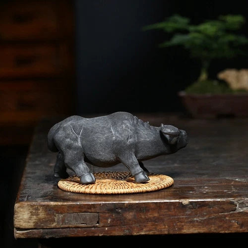3" Chinese Yixing Zisha Tea Pet Handmade Boutique Ox Statue Home Decoration 07FC0E-D4 - KOEEK