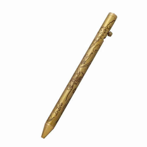 Solid Brass Ball Pen Office Signature Pen Students Stationery Outdoor EDC Tool 07FC0E-D4 - KOEEK