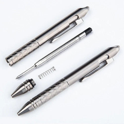 Titanium Pocket Ball Pen Ballpoint Pen Office Signature Clip Switch Outdoor EDC 07FC0E-D4 - KOEEK