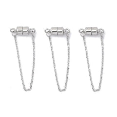 3x Sterling Silver Magnetic Clasp w/ Chain for Bracelet Necklace 07FC0E-D4 - KOEEK