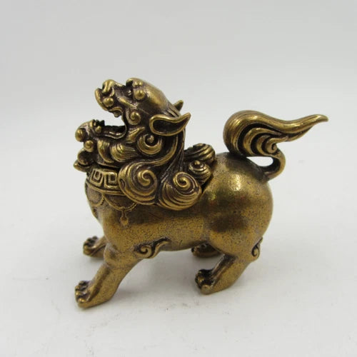 Chinese Pure Bronze Brass Fengshui Lion Beast Animal Incense Burner Censer 07FC0E-D4 - KOEEK