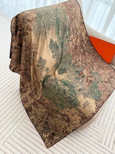 70% Cashmere 30% Silk 135X135cm Wrap Scarf pink forest Print Triangle Shawl 07FC0E-D4 - KOEEK
