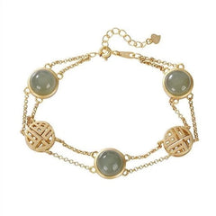 Gold Plated Fu Character Bracelet Chinese Ethnic Style Vintage Womens Jewelry 07FC0E-D4 - KOEEK