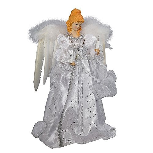 White and Silver Angel with Gold Feather Wings Light Up Christmas Tree Topper 07FC0E-D4 - KOEEK