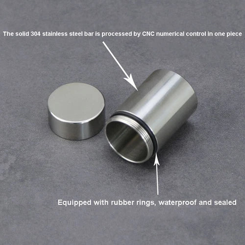 304 Stainless Steel Waterproof Pill Box Capsule Sealed Container Storage EDC Box 07FC0E-D4 - KOEEK