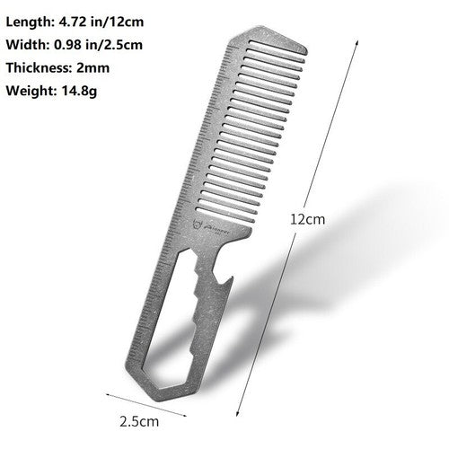Titanium Hair Beared Comb Anti Static Pocket Multi Tool Bottle Opener Wrench EDC 07FC0E-D4 - KOEEK
