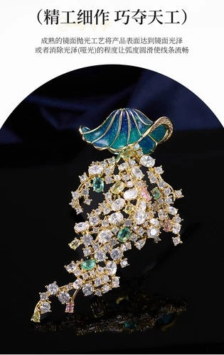 Jellyfish Brooch Zircon Inlaid Creative Luxury Pin Clothing Accessory 07FC0E-D4 - KOEEK