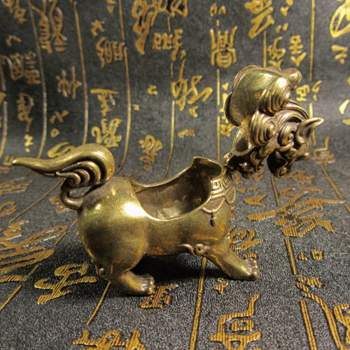 Chinese Pure Bronze Brass Fengshui Lion Beast Animal Incense Burner Censer 07FC0E-D4 - KOEEK