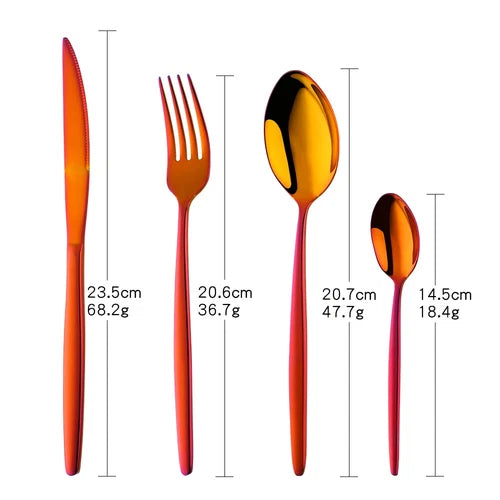 Rainbow Flatware Set Gold Cutlery Sets Stainless Steel Dinnerware Set 07FC0E-D4 - KOEEK