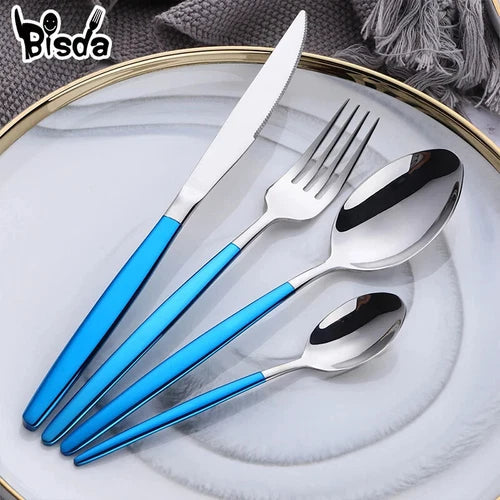 Rainbow Flatware Set Gold Cutlery Sets Stainless Steel Dinnerware Set 07FC0E-D4 - KOEEK