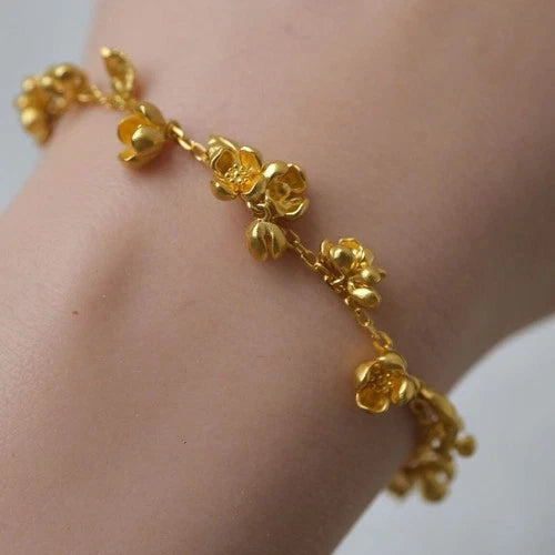 Gold Plated Osmanthus Bracelet Chinese Style Vintage  Wrist Jewelry Gift 07FC0E-D4 - KOEEK