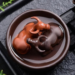 Purple Sands Zodiac Cow Tea Pet Ornament 9cm 3.5in Tea Play Tea Ceremony 07FC0E-D4 - KOEEK