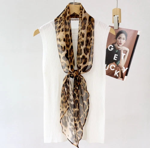 Mulberry Silk Wrap Square leopard Print Scarf Neckerchief Shawl 160X33cm 07FC0E-D4 - KOEEK