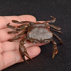 Chinese Collectible Old Pure Copper Handwork Antique Crab Little Ornament Statue 07FC0E-D4 - KOEEK