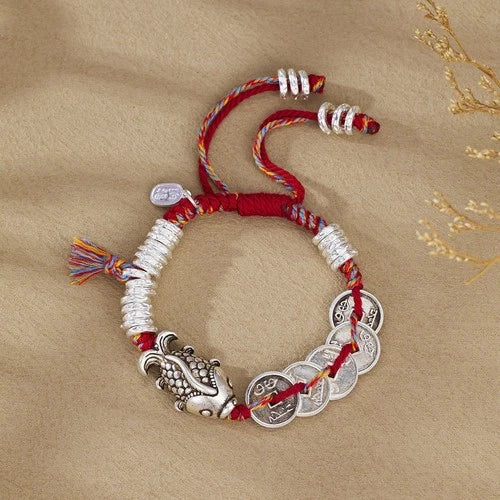 National Style Koi Fish Woven Bracelet Five Emperor s Adjustable Unisex 07FC0E-D4 - KOEEK