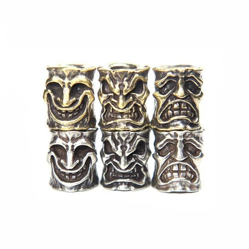 Facial Expressions Smile Angry Sad Face Brass Paracord Bead Lanyard Pendant DIY 07FC0E-D4 - KOEEK