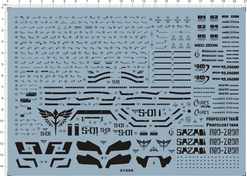 Detail Up 1/100 MG MSN-04 SAZABI Ver.Ka GDM Figure Model Water Slide Decal Black 07FC0E-D4 - KOEEK